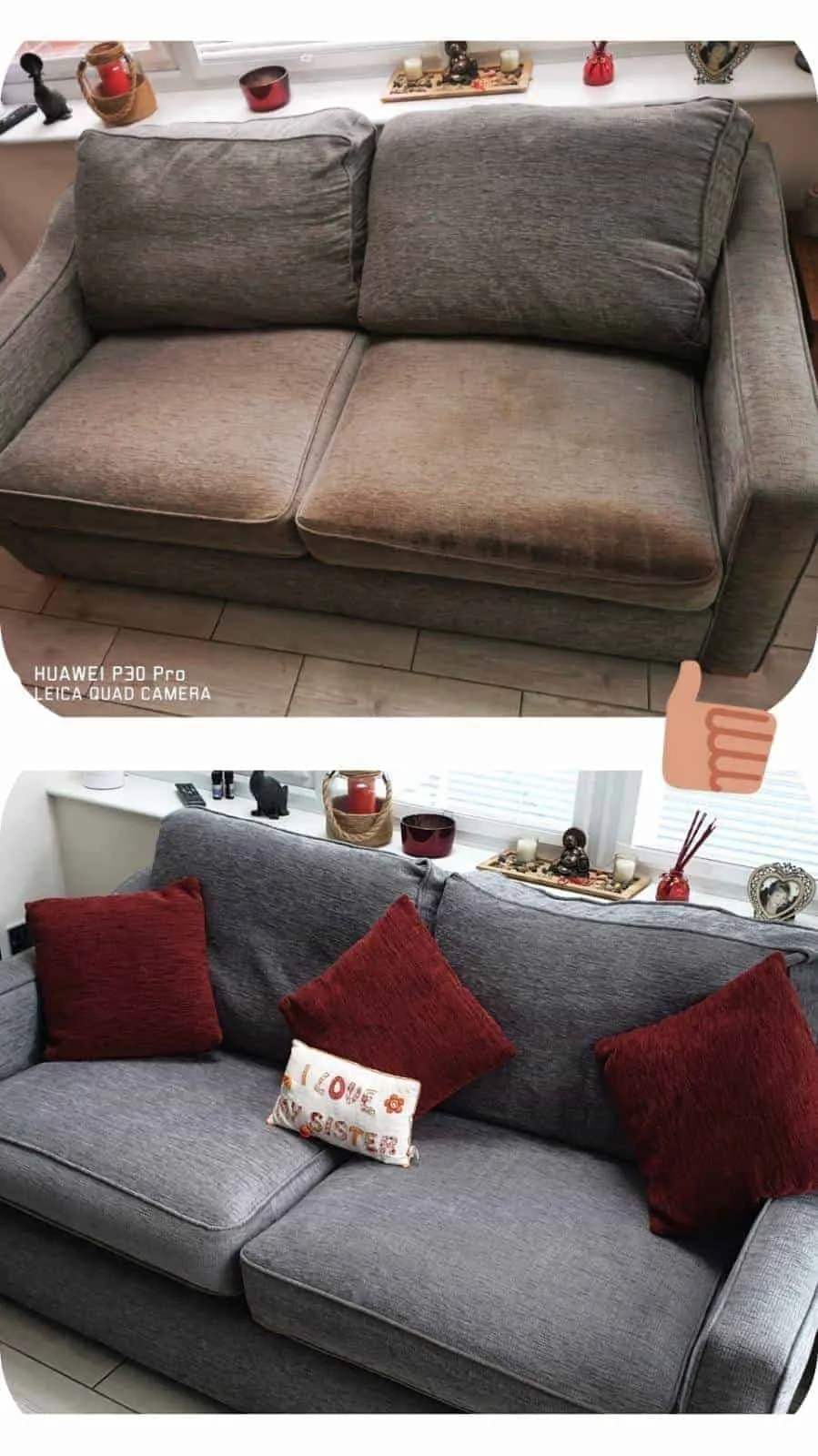 Upholstery cleaning result 1